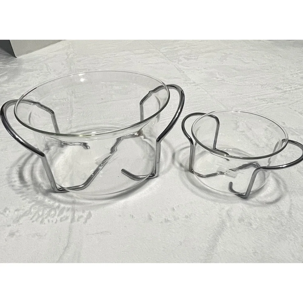 BODUM Germany Hot Pot Glass Bowls + Steel Holders‎ 8oz, 2.75 qt. K4602 Set of 2